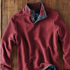 Men's casual waffle collar long sleeve T-shirt